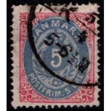 5 øre rød/blå. Tofarvet øreudgave. 